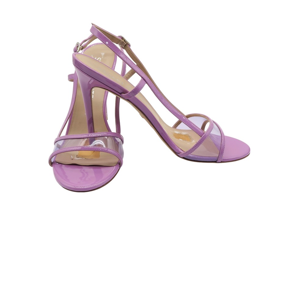 Stuart Weitzman Orchid Purple Patent Leather Clear Strap Stiletto Sandals 10